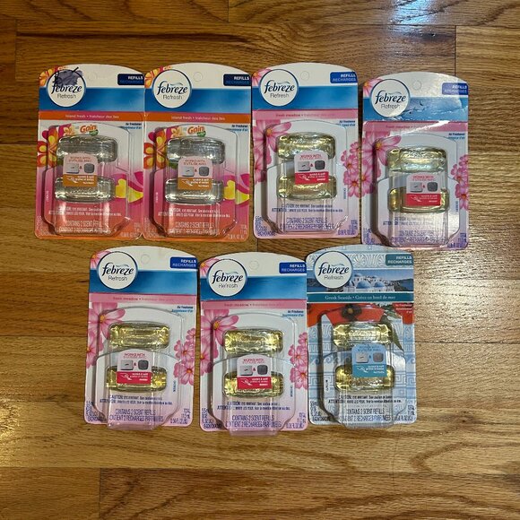 NIB Febreze Refresh Lot of 7 Refill Cartridges Fresh Meadow Island Refresh Greek - Picture 2 of 6